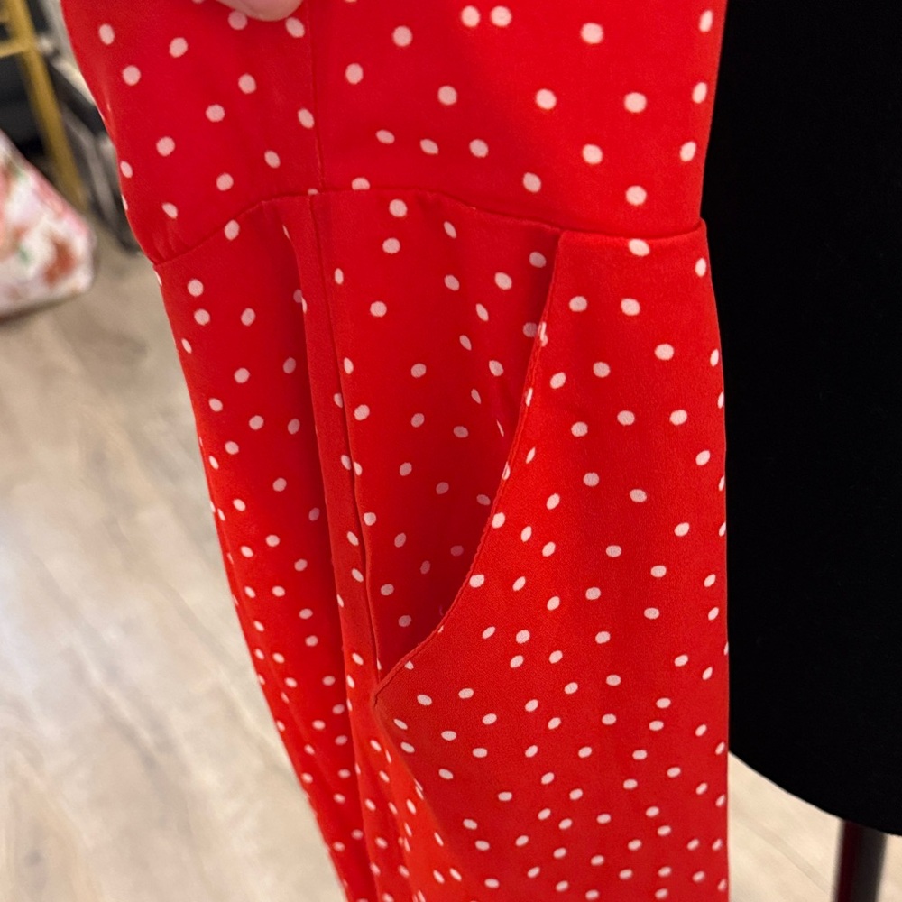 Charlie Paige Red Jumpsuit with White Dots - Picture 4 of 5